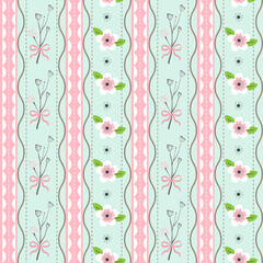 A seamless floral pattern featuring hand-drawn blossoms, delicate leaves, and soft color variations. The design is ideal for fabric printing, wallpaper, stationery and packaging