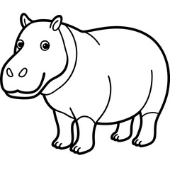 Hippo Line Art Vector