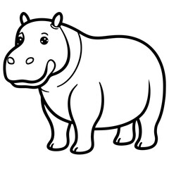 Hippo Line Art Vector