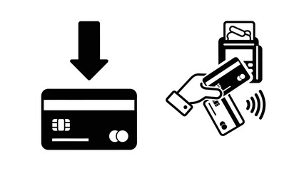 Icons illustrating two common credit card payment methods: chip insertion and contactless tap.