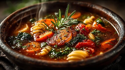 Italian minestrone soup colorful vegetables healthy pictures