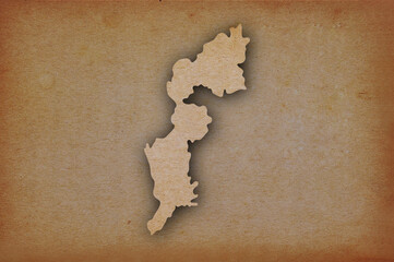 Map of Burgenland on grunge paper