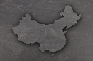 Karte von China auf dunklem Schiefer