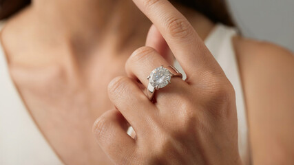 Elegant Diamond Ring on Woman&rsquo;s Hand