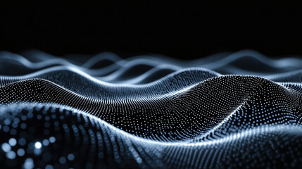 Striking abstract waves of black and white textures creating a captivating visual depth and motion