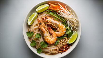 Shrimp Noodle Bowl with Fresh Herbs and Lime