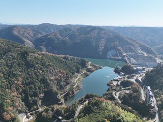 岐阜県八百津の紅葉 杉原千畝記念館付近のドローン撮影風景