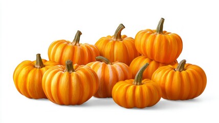 Obraz premium Pile of vibrant mini pumpkins on white background. Artificial intelligence image