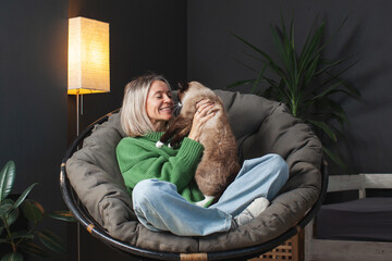 Woman Spending day with her Dog at Home