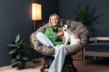 Woman Spending day with her Dog at Home