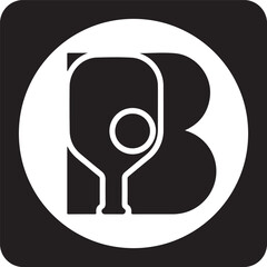 Obraz premium Black and white logo design featuring a pickleball paddle shape integrated with the letter b