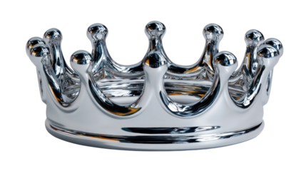 Silver Crown's Regal Shine: A close-up studio shot showcases a regal silver crown. Its ornate details gleam, exuding an aura of royalty and power.