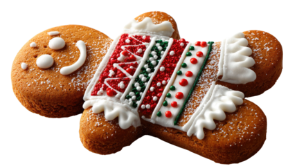 Gingerbread Man: A whimsical gingerbread man, a festive treat, adorned with intricate icing details. Embracing the warmth of the season and capturing the joy of festive food.