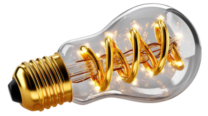 Illuminating Idea: A modern light bulb, its spiral filament aglow, symbolizes innovation and bright ideas. A symbol of insight and energy