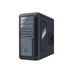 Modern Computer Tower Illustration for Tech Design Projects