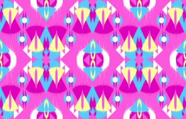 Design Textile ikat wave abstract geometric ikat, design ikat vector for background, wallpaper, carpet, wrapping, fabric, textile fashion wearing.