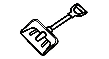 Simple black outline snow shovel vector icon ideal for winter season designs snow removal concepts or gardening tool illustrations