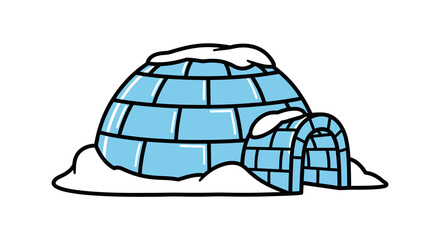 Simple vector illustration of an igloo a traditional ice block house with snow ideal for winter arctic or educational designs isolated on white