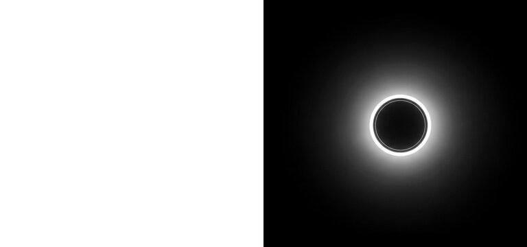 Glowing white eclipse ring with radiant halo on dark background - Powered by Adobe