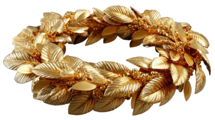 Golden Laurel Wreath: A captivating golden laurel wreath, symbolizes triumph and victory. Perfect for conveying a message of achievement and glory.