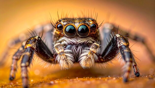 Macro Portrait of Jumping Spider Face with High Detail - Powered by Adobe