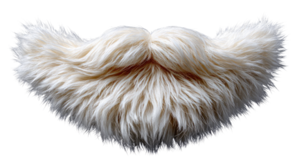 The Santa Claus Accessory: A pristine, fluffy white beard sits, ready to complete the iconic festive look, with full of holiday spirit and anticipation.