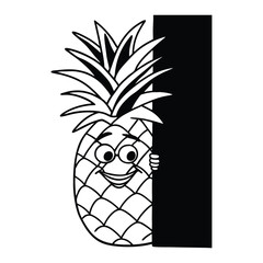 Funny pineapple peeking silhouette