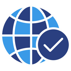 Verified Globe  Icon Element For Design