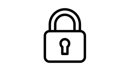 Minimalist padlock icon in a simple line art style a flat vector design element for web and mobile applications symbolizing security and data protection