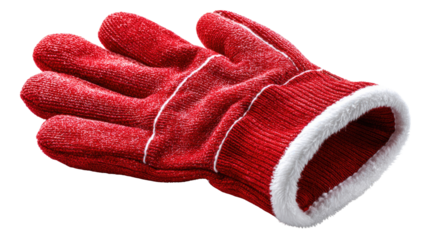 Red Winter Glove: A vibrant, close-up shot of a single, cozy red glove, showcasing its warm, inviting texture, perfect for winter's chill.