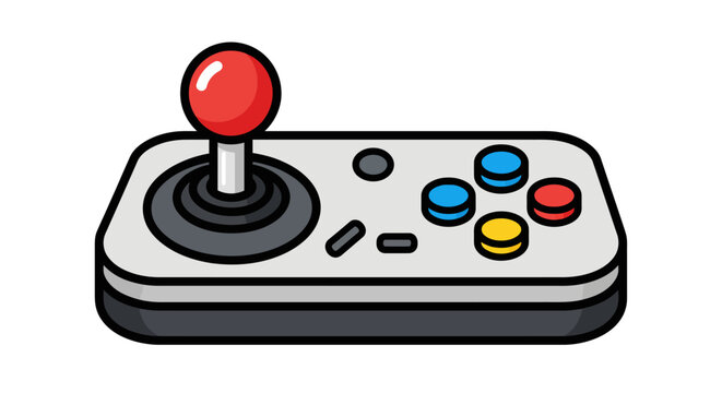 Retro arcade joystick controller a flat design vector illustration with colorful buttons perfect for gaming concepts and UI elements