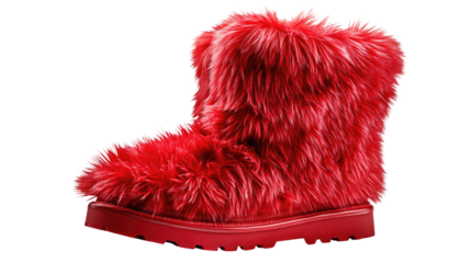 Red Plush Boot: A captivating single red plush boot that is fashion-forward in all aspects. The soft textures and dynamic lines of the boot showcase the peak of modern footwear