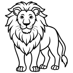 Majestic Lion Line Art Vector
