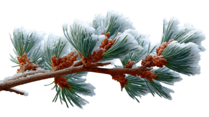 Snowy Pine Branch: A delicate pine branch, dusted with a layer of glistening snow, captures the serene beauty of a winter scene.