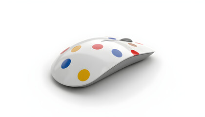 Stylish Computer Mouse with Modern Polka Dot Pattern, Cute Minimalist Tech Accessory, Decorative Desk Device Illustration for Digital Design