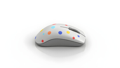 Stylish Computer Mouse with Modern Polka Dot Pattern, Cute Minimalist Tech Accessory, Decorative Desk Device Illustration for Digital Design