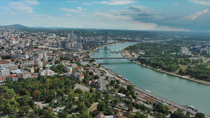 Obraz premium Belgrade city and bridges over Sava river