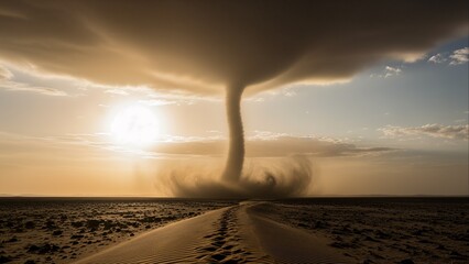 Tornado Dust Storm Desert Sunset