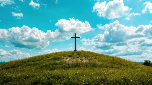 Heavenly Radiance Descending over Hilltop Cross