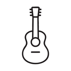 Naklejka premium Guitar line icon black, string instrument outline symbol, vector art musical object isolated