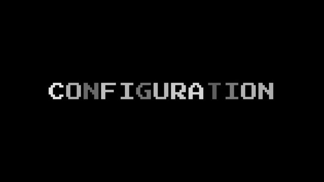 Configuration Pixel Menu Text. Retro arcade settings label in classic pixel font