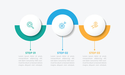 Fototapeta na wymiar Vector template circle infographics. Business concept with 3 options and parts. Three steps for content, flowchart, timeline, levels