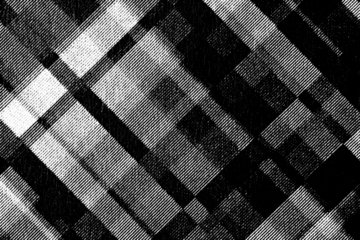 Macro halftone print of dense diagonal rectangles like an abstract city block grid, rough black ink pattern on a transparent background.