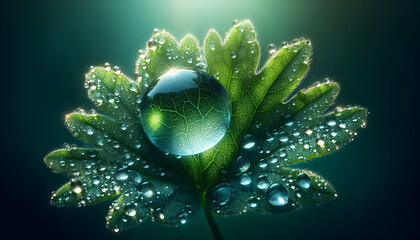 green leaf with water drops