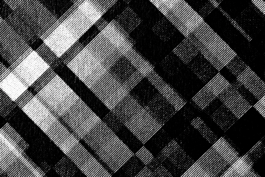 Macro halftone print of dense diagonal rectangles like an abstract city block grid, rough black ink pattern on a transparent background. - Powered by Adobe