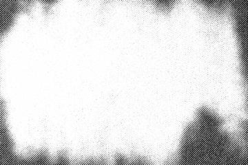 Macro of rough diagonal halftone shading creating an irregular grunge cloud frame, black on transparent PNG with bright open center.