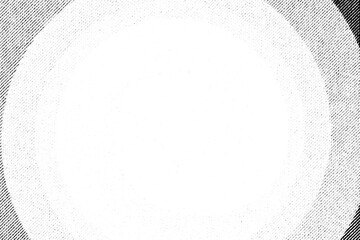 Macro of printed radial halftone circle with bright center and soft halo, black on transparent PNG, suggesting sun glare, spotlight or portal in monochrome.