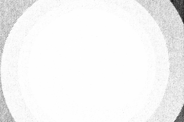 Macro of printed radial halftone circle with bright center and soft halo, black on transparent PNG, suggesting sun glare, spotlight or portal in monochrome.
