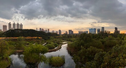 Benjakitti forest park, famous park in  Bangkok, Thailand