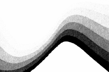 Macro of a wavy halftone band with layered light-to-dark gradient, printed black dots and lines on a transparent PNG background.